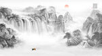  水墨山水背景墙