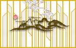 中式山水花鸟抽象装饰画