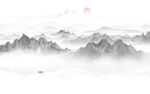 抽象水墨山水画