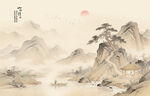 宋氏美学新中式山水背景墙壁画