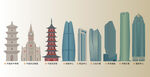 宁波城市建筑剪影矢量图