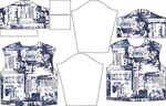 蓝白城市图案服装设计图