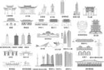 南京城市建筑剪影景点