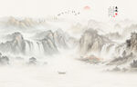 新中式古风国画山水画背景墙