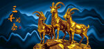 三羊开泰金色雕塑摆件