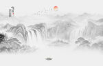 流水生财水墨画