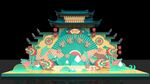 中式立体纸雕古建筑模型 端午