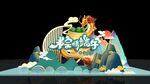 国潮风立体山水与祥龙景观 端午
