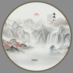 圆形山水画
