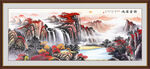 八方聚财山水画