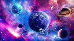 梦幻宇宙星空太空星球银河背景墙