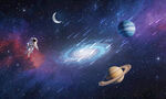 梦幻宇宙星空太空星球银河背景墙
