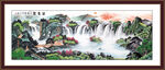 沙发背景画青绿山水