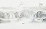 禅意水墨山水画
