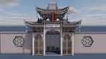 中式古典门楼建筑景观