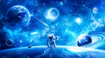 璀璨银河宇航员太空星球宇宙背景