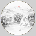 圆形山水水墨画