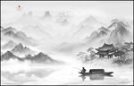 新中式水墨山水画