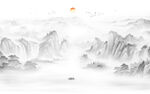 中式屏风山水画