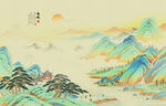 新中式古风古典山水画背景墙