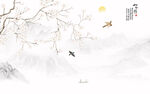 新中式山水情兰花背景墙
