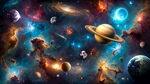 璀璨星云宇宙星球外太空银河背景