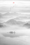 复式楼玄关山水画