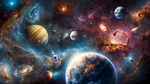 穿梭璀璨银河宇宙星球外太空背景