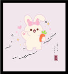 手绘矢量可爱小兔手持胡萝卜插画