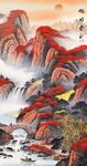竖幅山水画鸿运当头