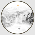 圆形山水画