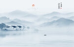 现代简约新中式水墨山水画背景墙