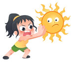 夏天大太阳炎热高温防中暑插画