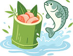 竹筒鱼鲜夏日清爽美味