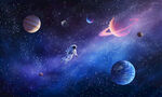 梦幻外太空银河星空宇宙星球背景