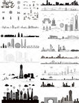 杭州浙江城市建筑剪影地标插画