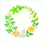 手绘清新植物花环图案插画矢量图