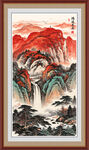 鸿运大头山水画客厅画招财画竖版