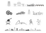 兰州甘肃城市建筑剪影地标插画