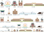 天津城市建筑剪影地标插画