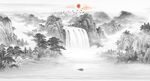 水墨山水背景墙