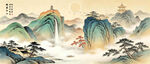 中式写意山水风景图