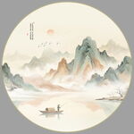 圆形山水画