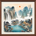 方形山水画