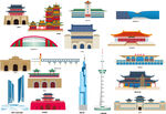 南京江苏城市建筑剪影地标插画