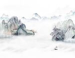 简约意境山水中式壁画