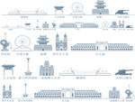 天津城市建筑剪影地标插画