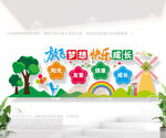 放飞梦想快乐成长幼儿园文化墙