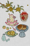 中式茶点与花卉雅致组合