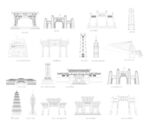海口海南城市建筑剪影地标插画